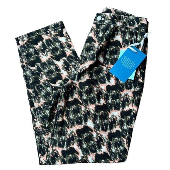 NWT Rachel Comey Women’s Size 2 Animal Print High Rise Denim Olive Pink Jeans - Picture 4 of 14